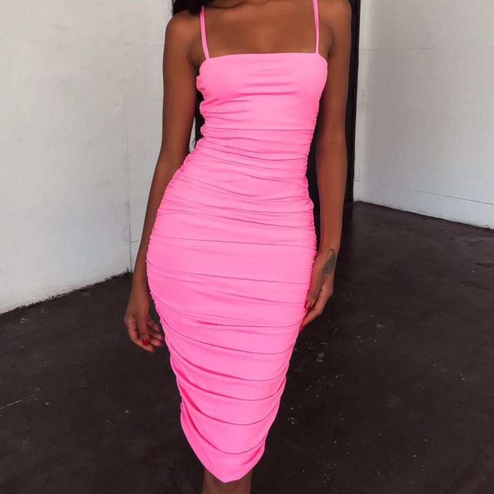 tiger mist hot pink midi dress!